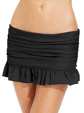 Island Escape Womens Ruffled Swim Skirt Swimsuit bathing Suit Black Size 6 NWT